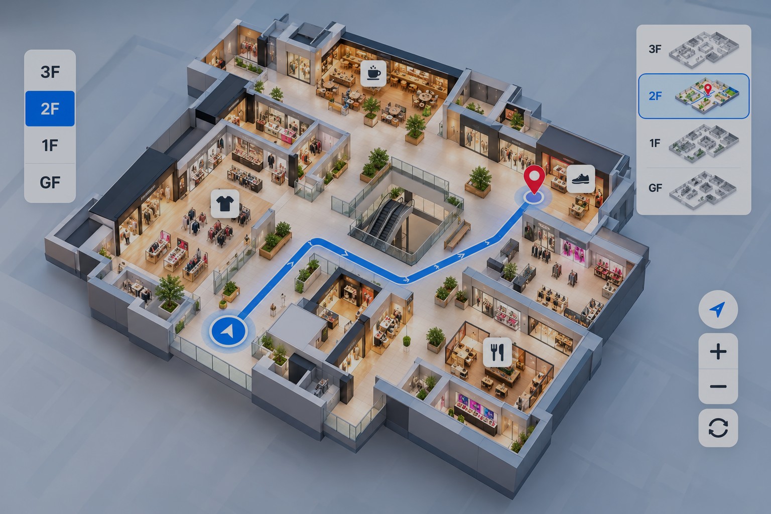 3D Multi-Floor Interactive Vector Maps