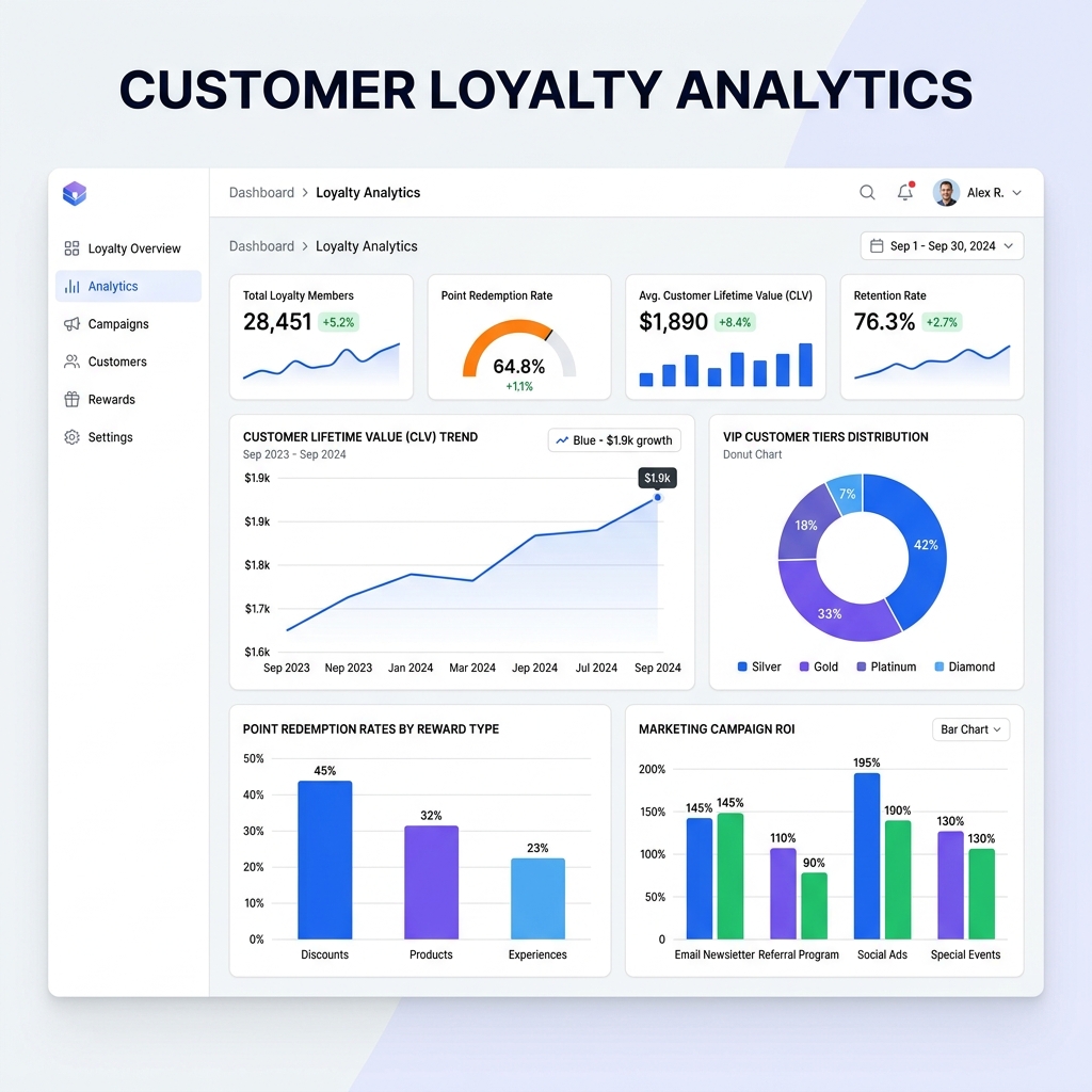 RENO Loyalty Analytics Dashboard showcasing customer lifetime value, retention curves, and campaign performance